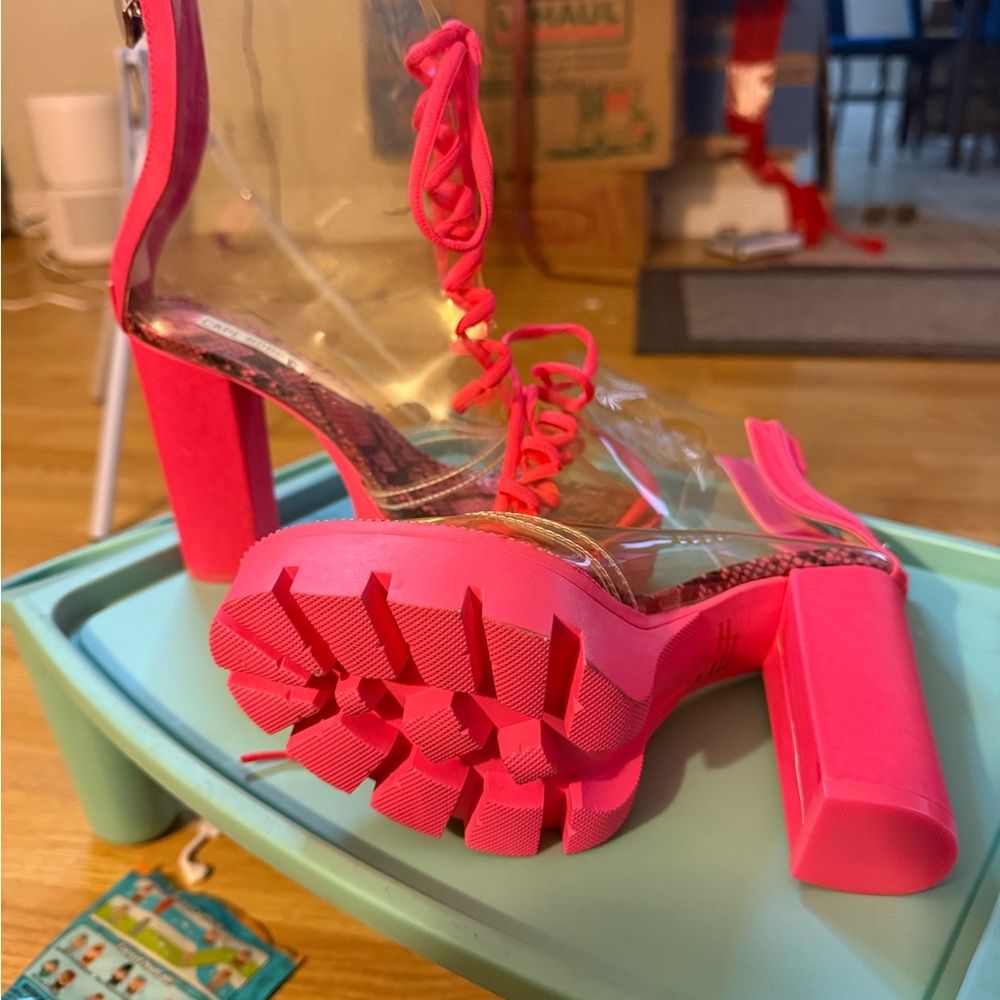 Women's Pink Lace-Up Heeled boots